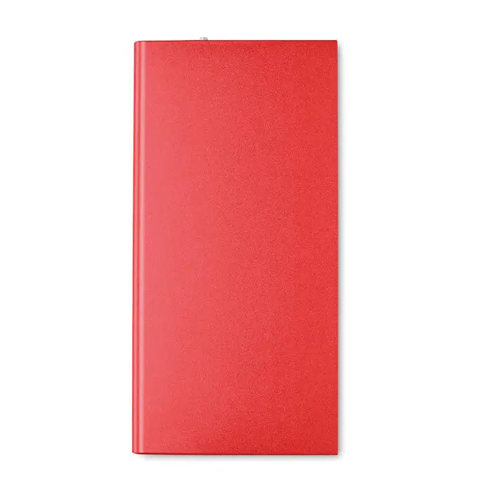 Red rectangular power bank 8000 mAh cu finisaj mat potrivit pentru incarcare portabila