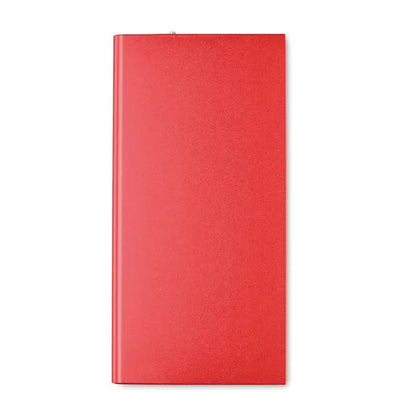 Red rectangular power bank 8000 mAh cu finisaj mat potrivit pentru incarcare portabila