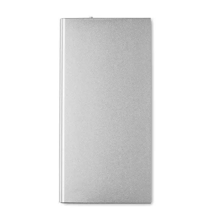 Power bank 8000 mah charger portabil dreptunghiular argintiu cu finisaj metalic mat