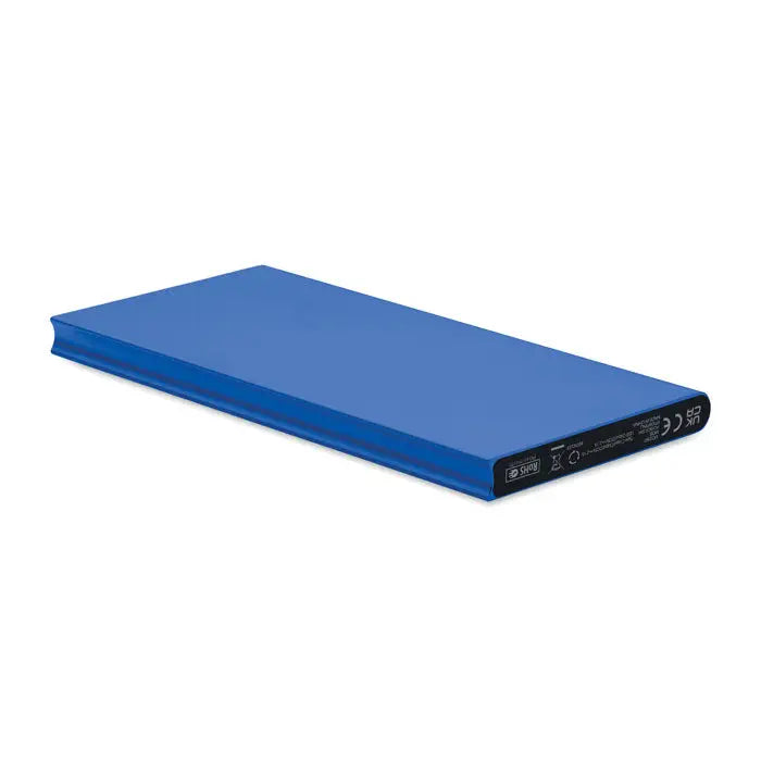 Power bank 8000 mah albastru dreptunghiular cu suprafață netedă și margini rotunjite, încărcător portabil