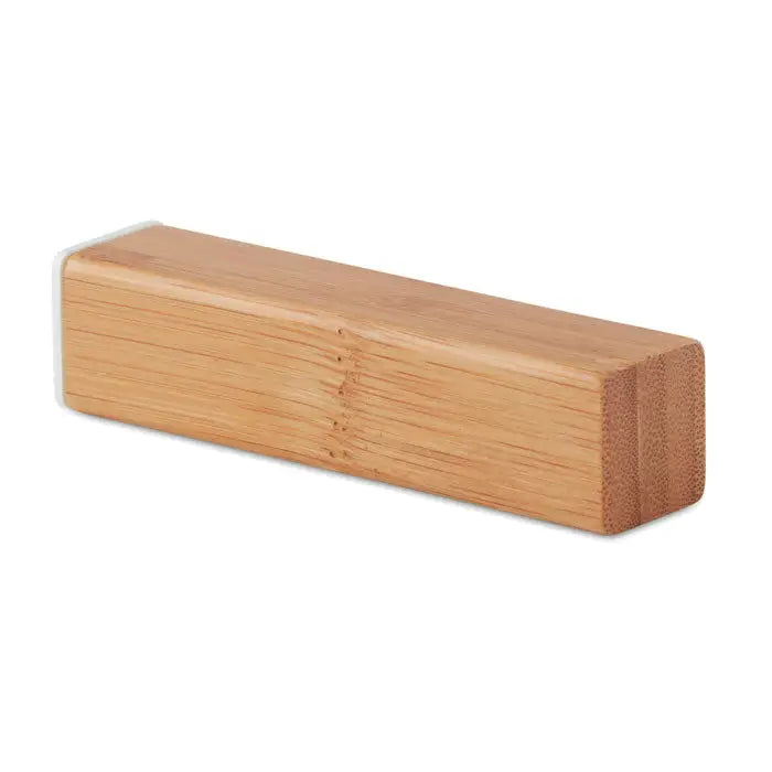 Power bank bambus 2200 mah dreptunghiular de culoare maro deschis cu finisaj natural neted din lemn de bambus