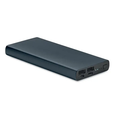 Power bank de 10000 mah negru dreptunghiular cu mai multe porturi usb si lumini indicatoare portabil