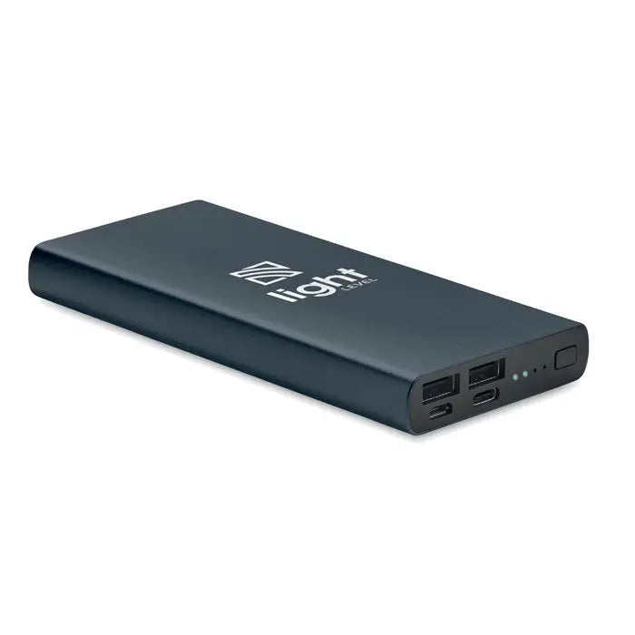 Power bank de 10000 mah negru cu finisaj mat și mai multe porturi usb de la light & co