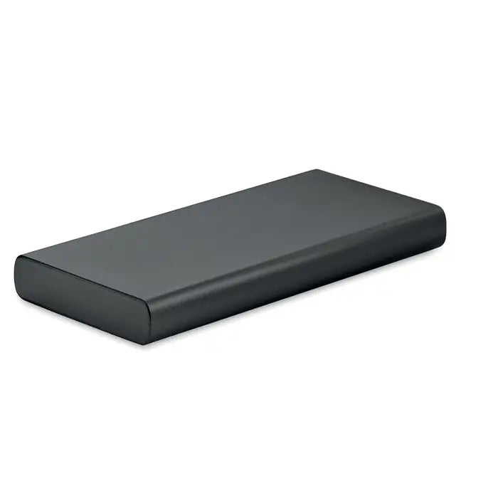 Power bank de 10000 mah negru dreptunghiular cu finisaj mat si margini rotunjite portabil
