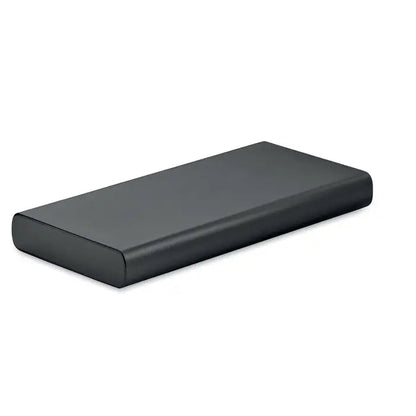 Power bank de 10000 mah negru dreptunghiular cu finisaj mat si margini rotunjite portabil