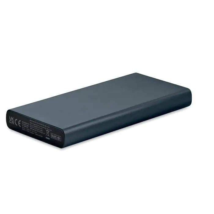 Power bank negru dreptunghiular cu finisaj mat și margini rotunjite capacitate de 10000 mah portabil
