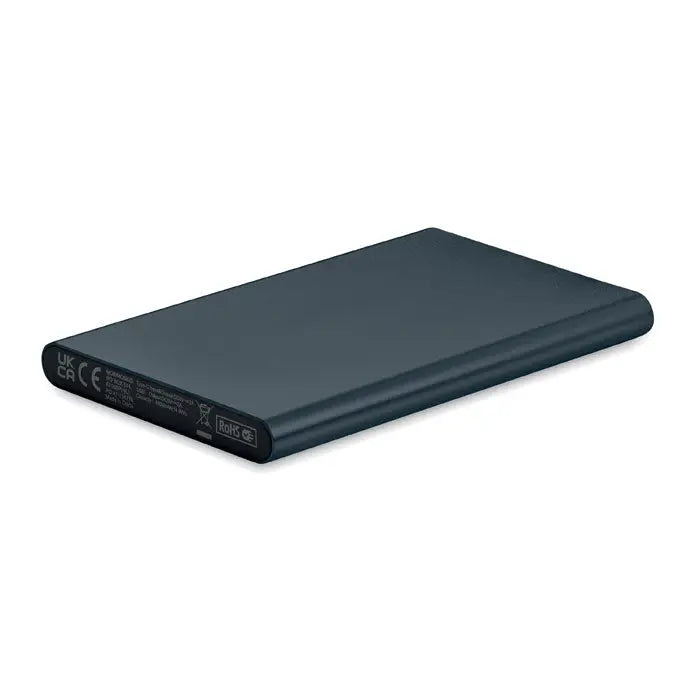 Power bank de 4000 mah tip c portabil dreptunghiular gri inchis cu margini rotunjite si finisaj mat
