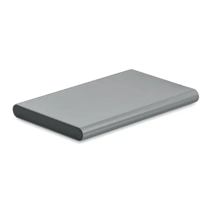 Power bank de 4000 mah tip c portabil dreptunghiular argintiu cu margini rotunjite si finisaj metalic elegant