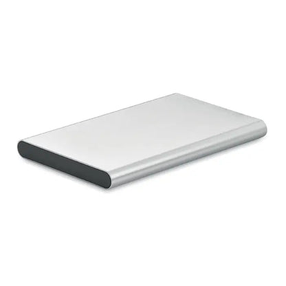 Power bank de 4000 mah tip c portabil dreptunghiular argintiu cu margini rotunjite si finisaj metalic elegant