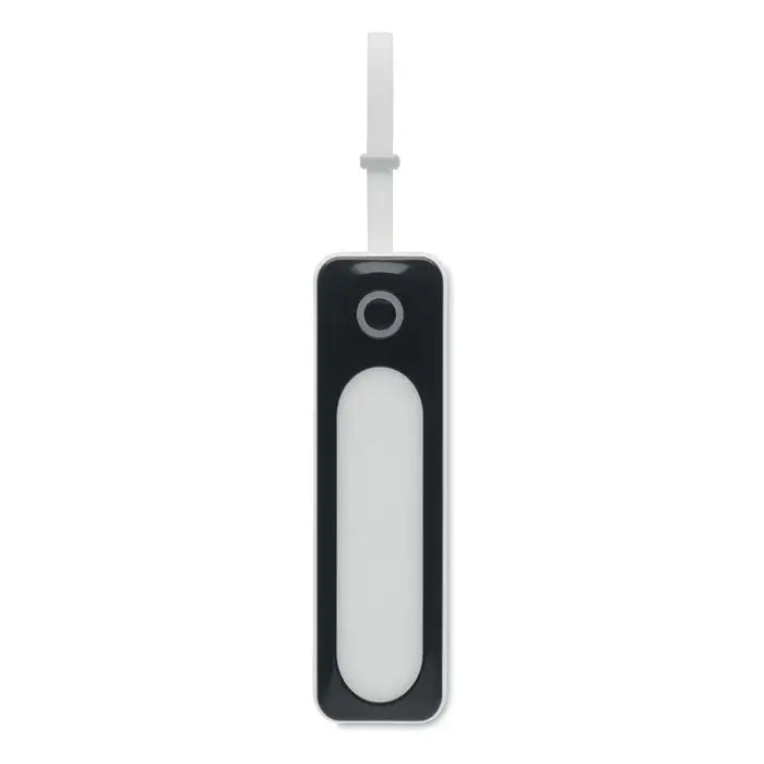 Power bank de 5000 mah cu cob cu eticheta de bagaj dreptunghiulara alb-negru si panou luminos alungit