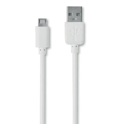 Cablu de incarcare usb alb cu conector usb-a si micro-usb-b pentru power bank din aluminiu cu carcase din plastic turnat