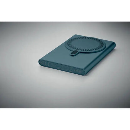 Incarcator wireless teal rectangular cu pad circular si maner integrat pentru power bank portabil