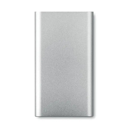 Power bank wireless 4000mah dreptunghiular argintiu cu finisaj metalic mat portabil pentru încărcare rapidă