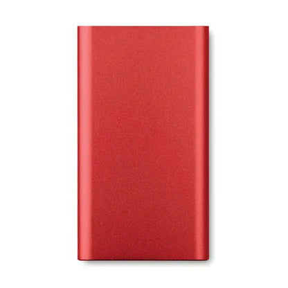 Red rectangular wireless power bank 4000mah with matte metallic finish for portable charging