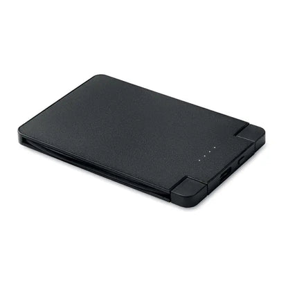 Powerbank magnetic de 2500 mah negru texturat cu design compact și port de încărcare vizibil