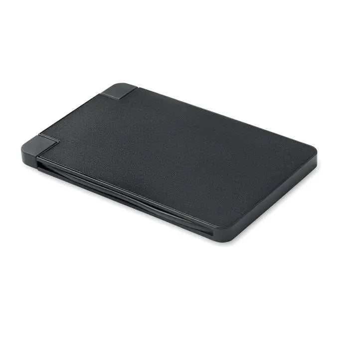 Powerbank magnetic de 2500 mah cu design minimalist și colțuri rotunjite din material texturat negru