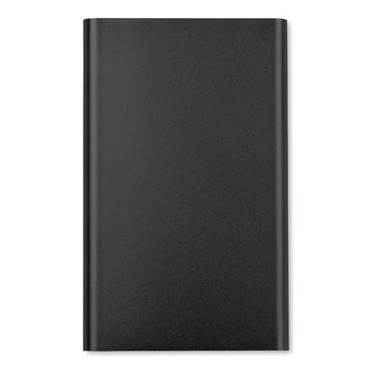 Powerbank plat de 4000 mah negru dreptunghiular cu finisaj mat portabil pentru incarcare mobila eficienta