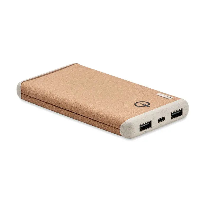Powerbank wireless de 10000 mah portabil dreptunghiular cu culoare cupru și margini albe texturate
