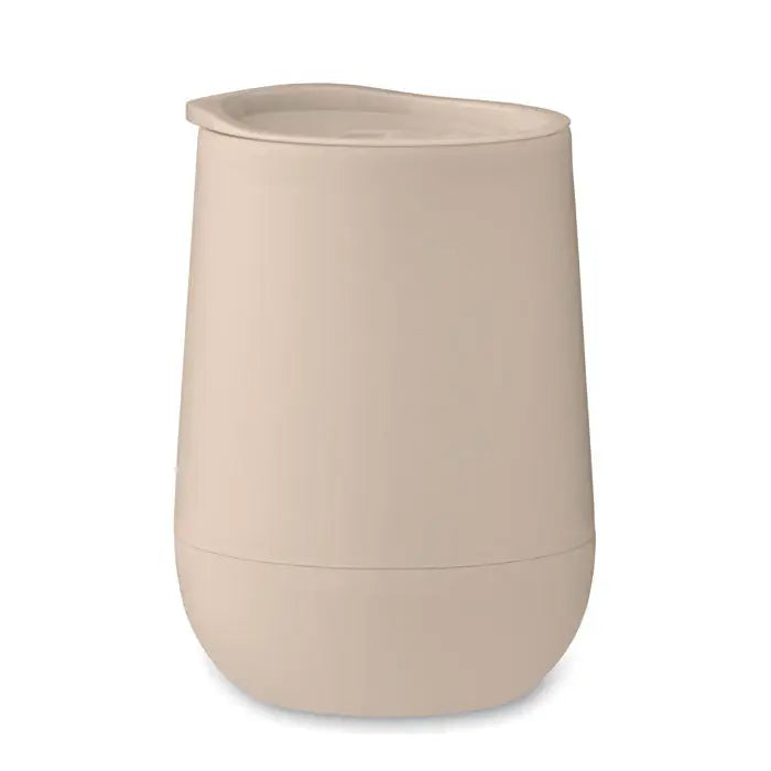 Pahar de călătorie bej din silicon cu capac, pahar pp cu perete dublu 300 ml
