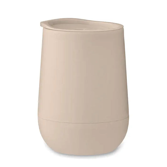 Pahar de călătorie bej din silicon cu capac, pahar pp cu perete dublu 300 ml