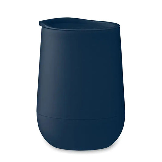 Navy blue pahar de călătorie din silicon cu capac potrivit și perete dublu 300 ml pentru băuturi calde sau reci