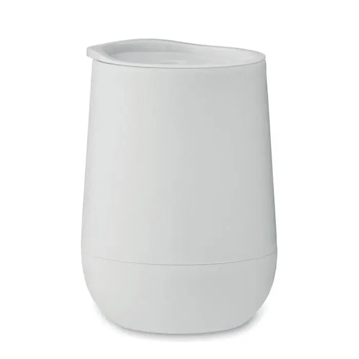 Pahar de călătorie alb din ceramică cu capac potrivit pahar cu perete dublu 300 ml