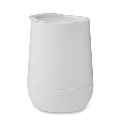 Pahar de călătorie alb din ceramică cu capac potrivit pahar cu perete dublu 300 ml