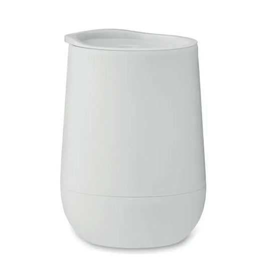 Pahar de călătorie alb din ceramică cu capac potrivit pahar cu perete dublu 300 ml