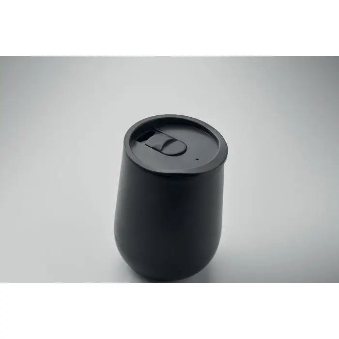 Pp pahar cu perete dublu 300 ml negru mat cu design minimalist si capac flip-top pentru calatorii