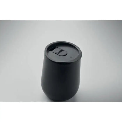 Pp pahar cu perete dublu 300 ml negru mat cu design minimalist si capac flip-top pentru calatorii