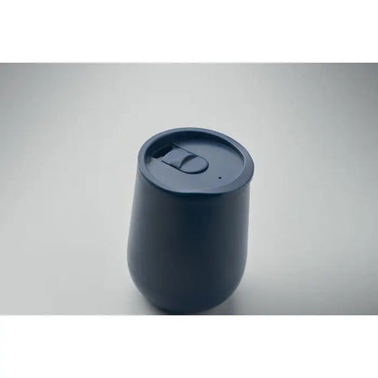 Pahar de călătorie mat albastru închis cu finisaj mat, corp rotunjit și capac cu deschidere flip-top, 300 ml