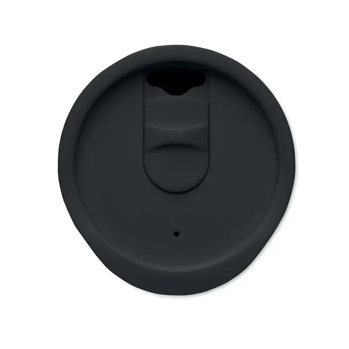 Capac negru din silicon cu mecanism flip-top și orificiu mic pentru băut pentru pahar pp cu perete dublu 300 ml