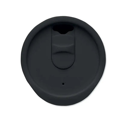 Capac negru din silicon cu mecanism flip-top și orificiu mic pentru băut pentru pahar pp cu perete dublu 300 ml
