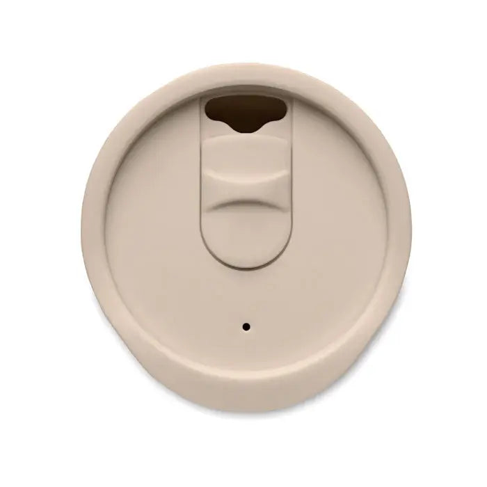 Beige capac din silicon cu mecanism flip-top si orificiu mic de ventilare pentru pahar pp cu perete dublu 300 ml