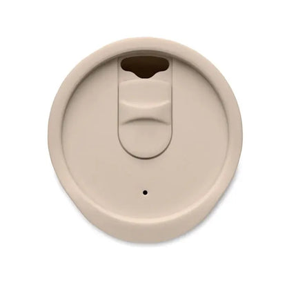 Beige capac din silicon cu mecanism flip-top si orificiu mic de ventilare pentru pahar pp cu perete dublu 300 ml