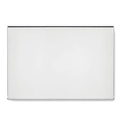 Cardholder premiul de cristal alb dreptunghiular cu margini cusute argintii si finisaj negru subtire sus