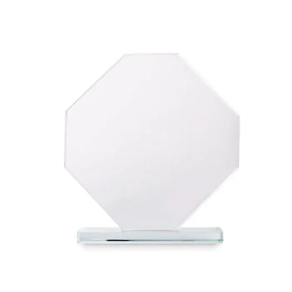 Premiul de cristal clear octagonal glass award with matching rectangular base made of transparent glass