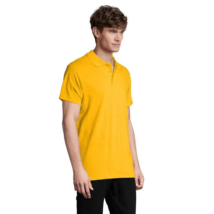 Tricou polo bărbați primavara ii bright yellow cu guler clasic și nasturi din material 210g