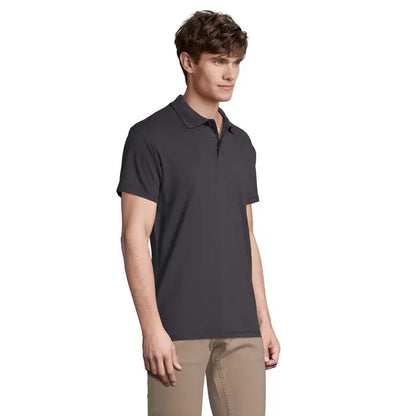Tricou polo barbati primavara ii dark gray cu maneci scurte, guler clasic si material 210g