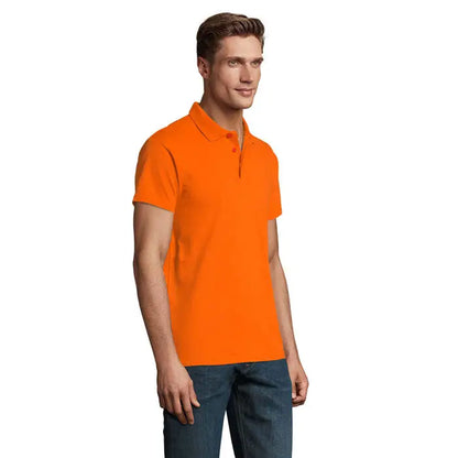 Tricou polo barbati primavara ii portocaliu aprins maneci scurte guler clasic din bumbac 210g