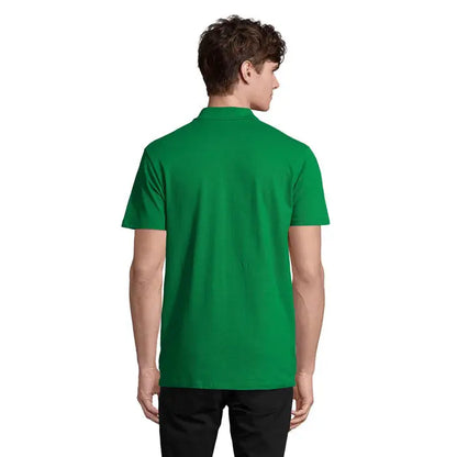 Polo bărbătesc primavara ii solid verde cu mâneci scurte și guler clasic din material 210g