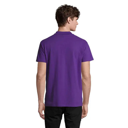 Tricou polo primavara ii bărbați mov cu mânecă scurtă colorație clasică cusături elegante 210g