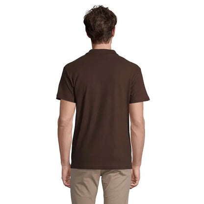 Tricou polo bărbătesc primavara ii maro cu mâneci scurte material 210g și guler clasic cu cusături fine