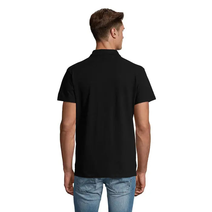 Tricou polo bărbătesc primavara ii negru cu mânecă scurtă material 210g design simplu clasic