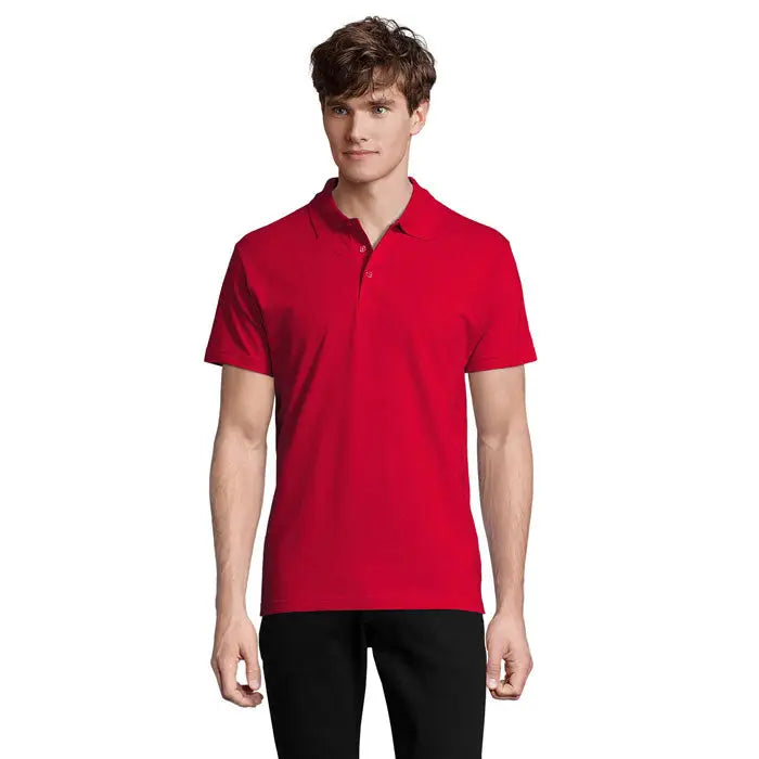 Tricou polo barbati primavara ii rosu cu maneci scurte guler clasic si material 210g