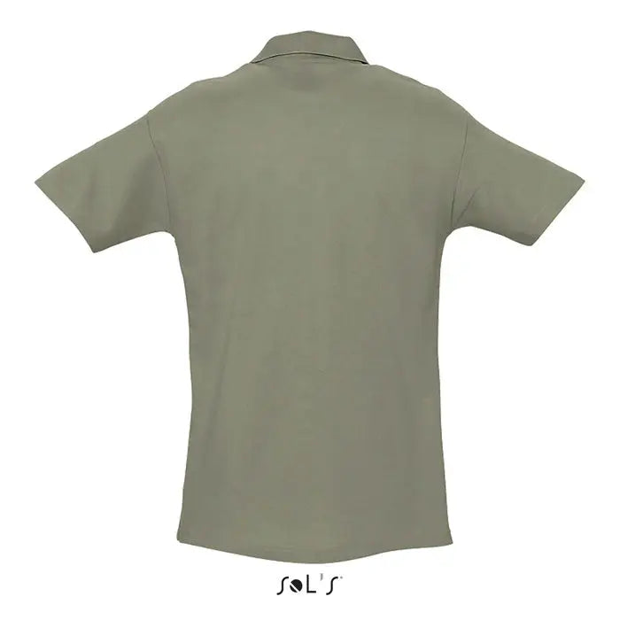 Tricou polo barbatesc primavara ii olive green cu maneci scurte si detalii subtile la cusaturi 210g