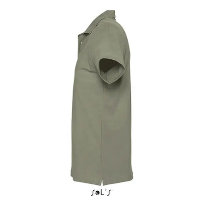 Tricou polo bărbătesc primavara II olive green cu mâneci scurte și guler clasic din material 210g
