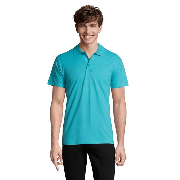 Tricou polo barbatesc primavara ii teal cu maneci scurte, guler clasic si material de 210g