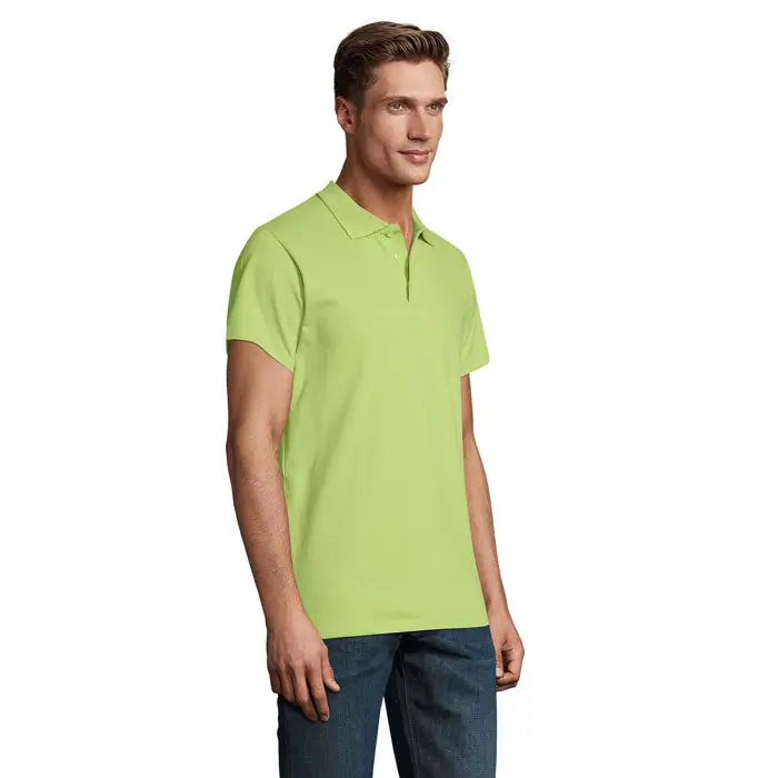 Tricou polo barbati primavara ii lime verde vibrant cu maneci scurte guler clasic si inchidere cu nasturi 210g