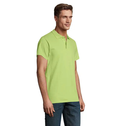 Polo bărbătesc primavara ii verde lime vibrant cu mâneci scurte din material de 210g ideal pentru vară